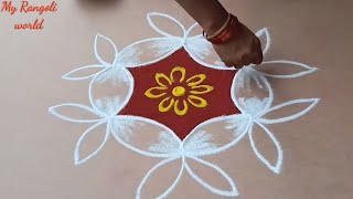 Ekadasi Special Rangoli Design | Simple Margazhi Kolam with 3 dots | Muggulu Designs with dots