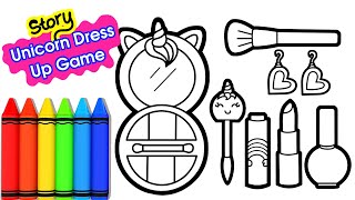 How to draw Makeup Tools for kids - Unicorn Makeup Box - Story: Unicorn dress up game