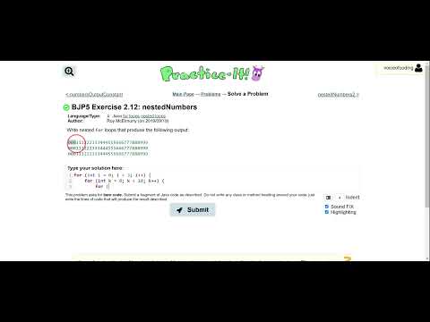 Exercise 2.12 (nestedNumbers) Java Tutorial || Practice-It
