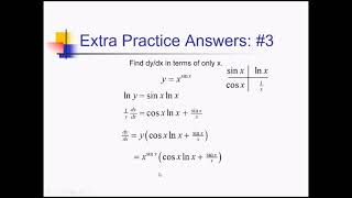 Derivatives of Logarithmic Functions: Problem Set #4