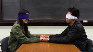 blindfolded while asking 36 questions to fall in love.