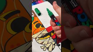 Drawing Freddy Fazbear from FNAF in 4 Different Art Styles with Posca Markers! Part 4! #shorts