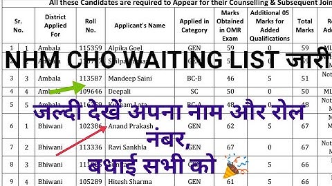 NHM waiting list जारी | जल्दी से देखे अपना नाम और रोल नंबर, और अपनी कैटेगरी