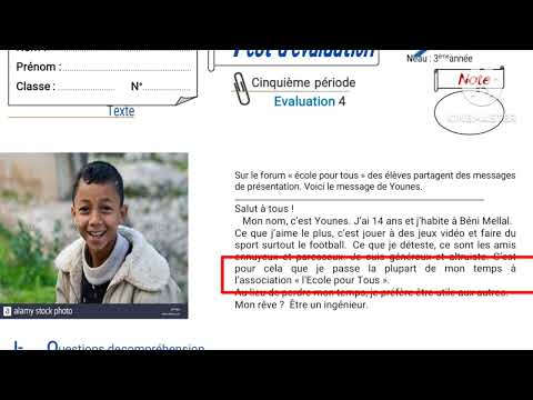 3ème année collège évaluation N3 semestre 1 compréhension et langue الثالثة إعدادي الفرض الثالث