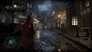 Relaxing Stormy Spring Walk to Hogsmeade From Gryffindor Common Room Hogwarts Legacy 4K Ambience