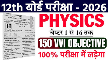 Physics Class 12th Objective Question 2026 || Class 12th Physics Most Important Question 2026