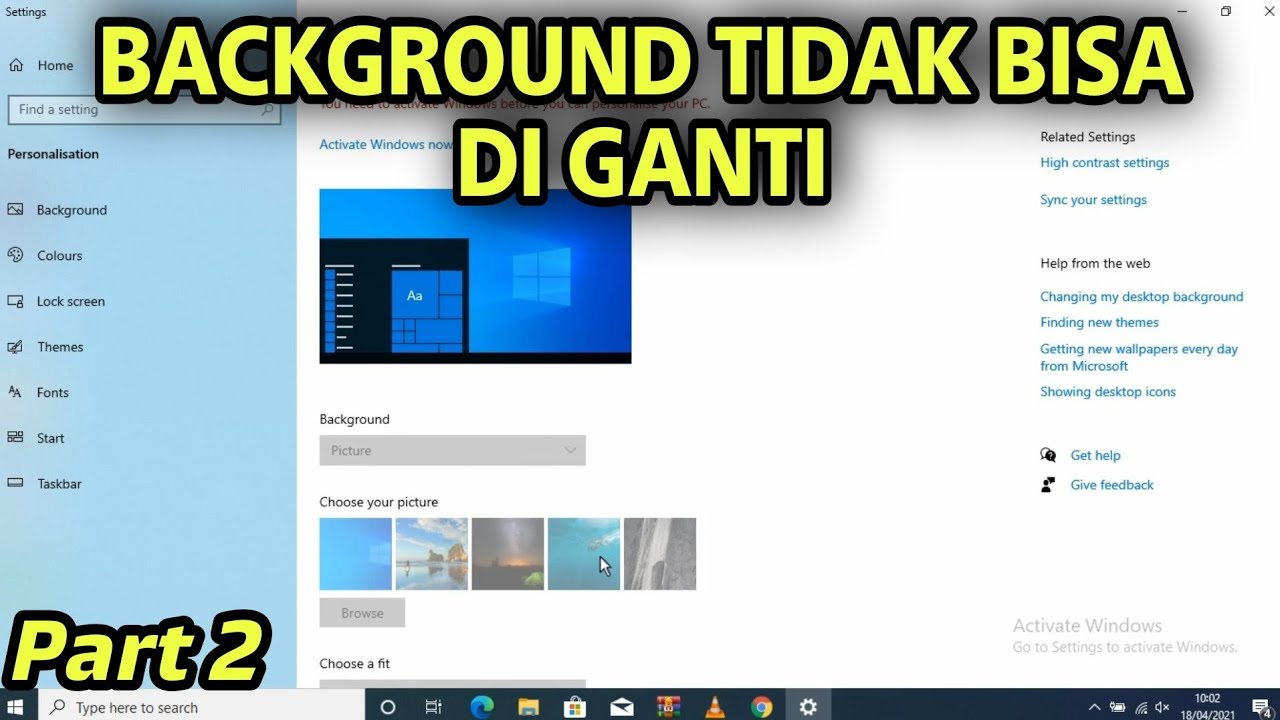 Cara mengatasi background laptop tidak bisa di ganti di windows 10