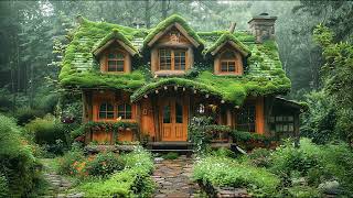 Small House Space In The Forest Full Of Flowers Soft Jazz Music Combined with Soothing Rain Sounds