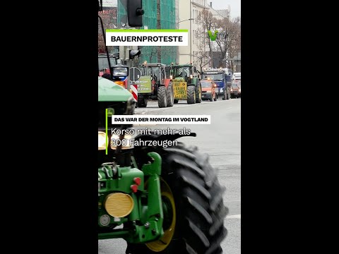 Bauernproteste im Vogtland: Kilometerlanger Korso mit 300 Fahrzeugen | V.TV