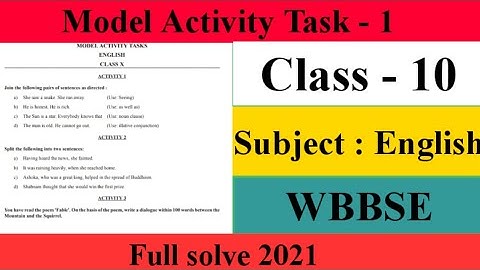 Class -10 English model activity task 2021 | Part -1 #WBBSE