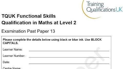 Functional Skills Maths L2 Examination Paper 13 TQUK
