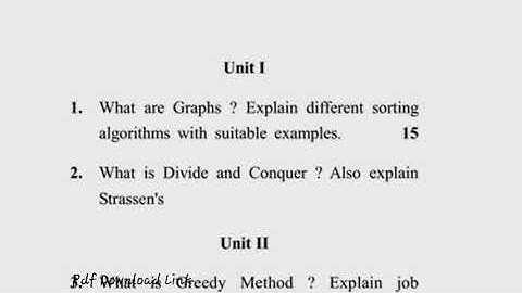 MSc Mathematics 9th Sem Reappear Analysis & Design of Algorithm Question Paper