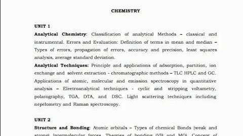 TRB Lecturers (Engineering / Non-Engineering) Syllabus in Chemistry