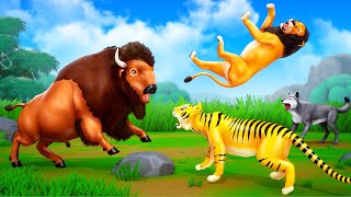 Bison vs Lion vs Tigers | Wild Animals Fights Compilation 60 Min | Epic Animal Revolt Battles