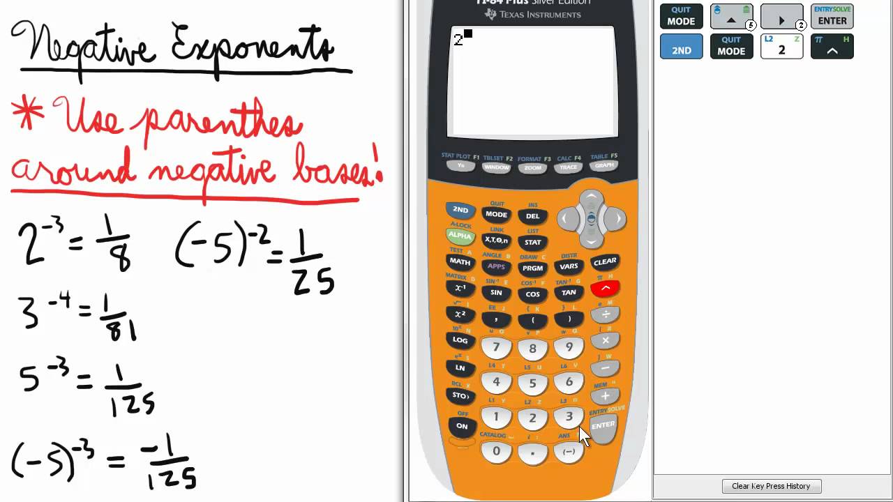 Negative Exponents 6 7 TI 84 Calculator Exponent Series YouTube
