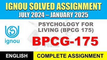 BPCG 175 Solved Assignment 2024-25 || bpcg-176 solved assignment in English || July 2024 to Jan 2025