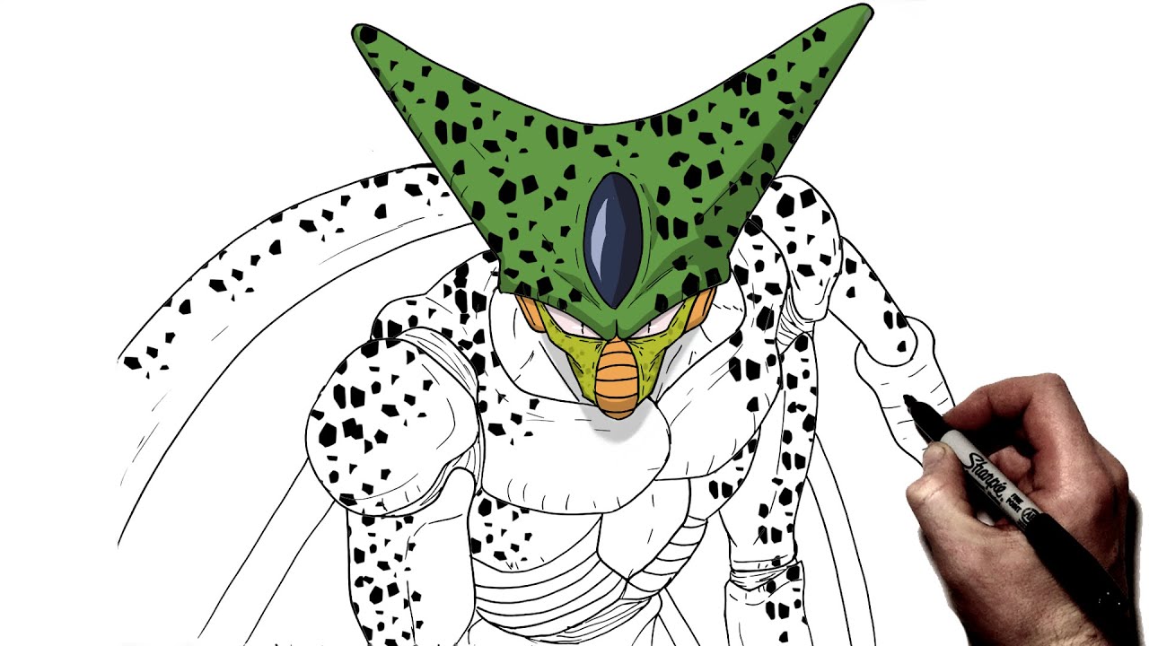 Learn How to Draw Cell from Dragon Ball Z Dragon Ball Z Step by Step   Drawing Tutorials