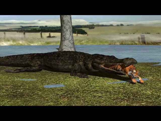Don't Swallow Endangered Animals!   Crocodile vs Tiger HD Vore Animation class=
