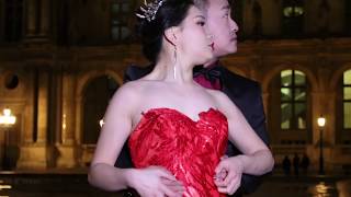 Romantic wedding in Paris. Breathtaking shots in front of the Louvre.
