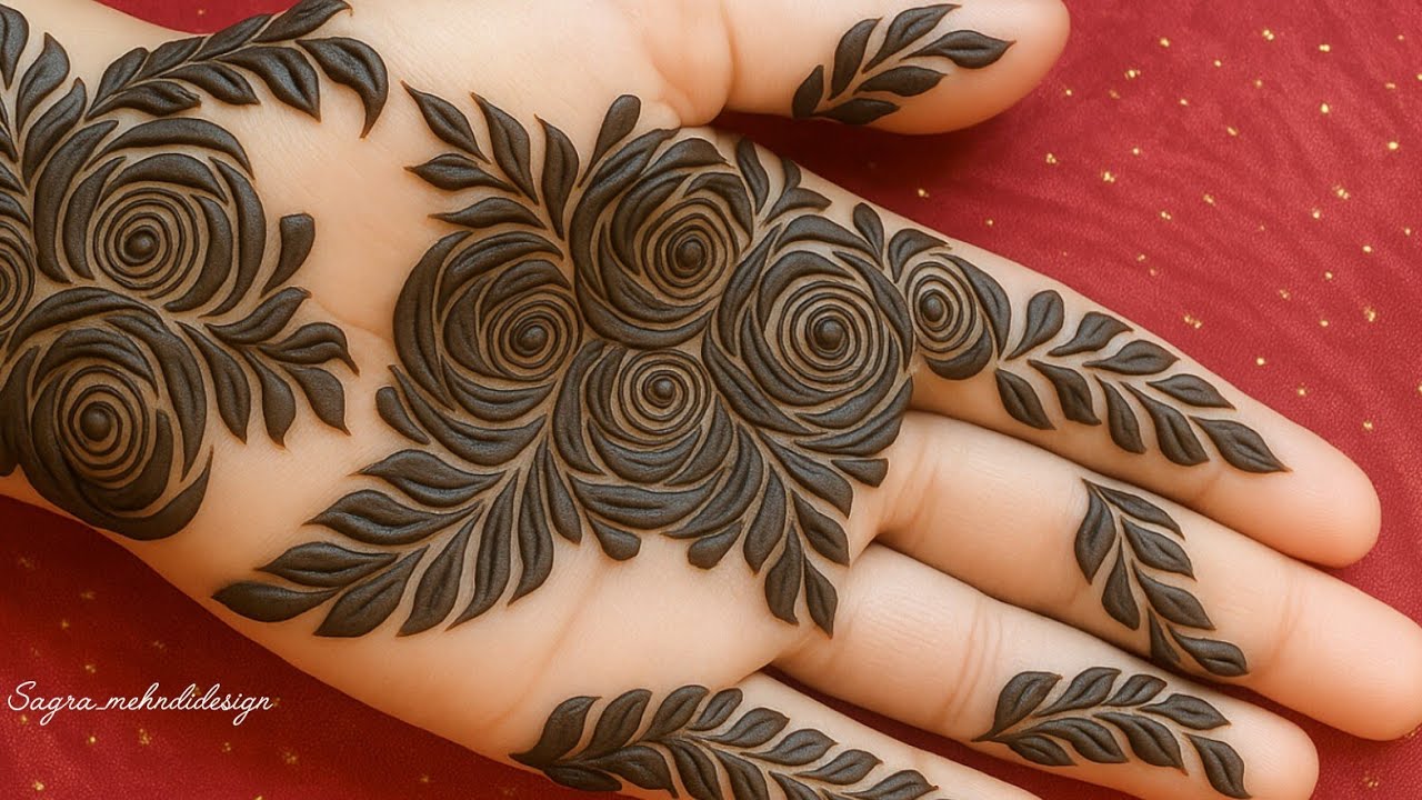 Simple Gulab Design Dubai style mehndi design back side simple ||Easy nd Beautiful mehndi ...
