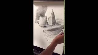 Charcoal drawing of basic shapes-time lapse