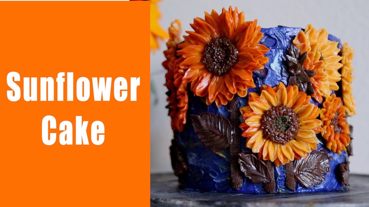 BUTTERCREAM SUNFLOWER CAKE (Wilton #104)/Buttercream flower cake/Oil painting effect
