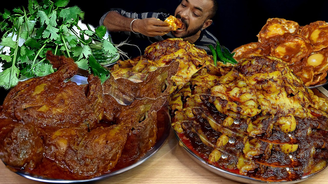 Eating Show Mutton Fat Curry Rice, Spicy Chicken Curry Egg Curry Mukbang Asmr Video