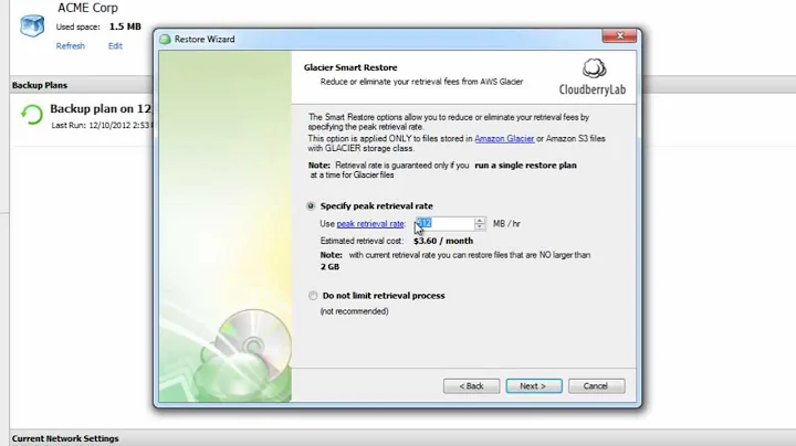 CloudBerry Backup using Amazon Glacier