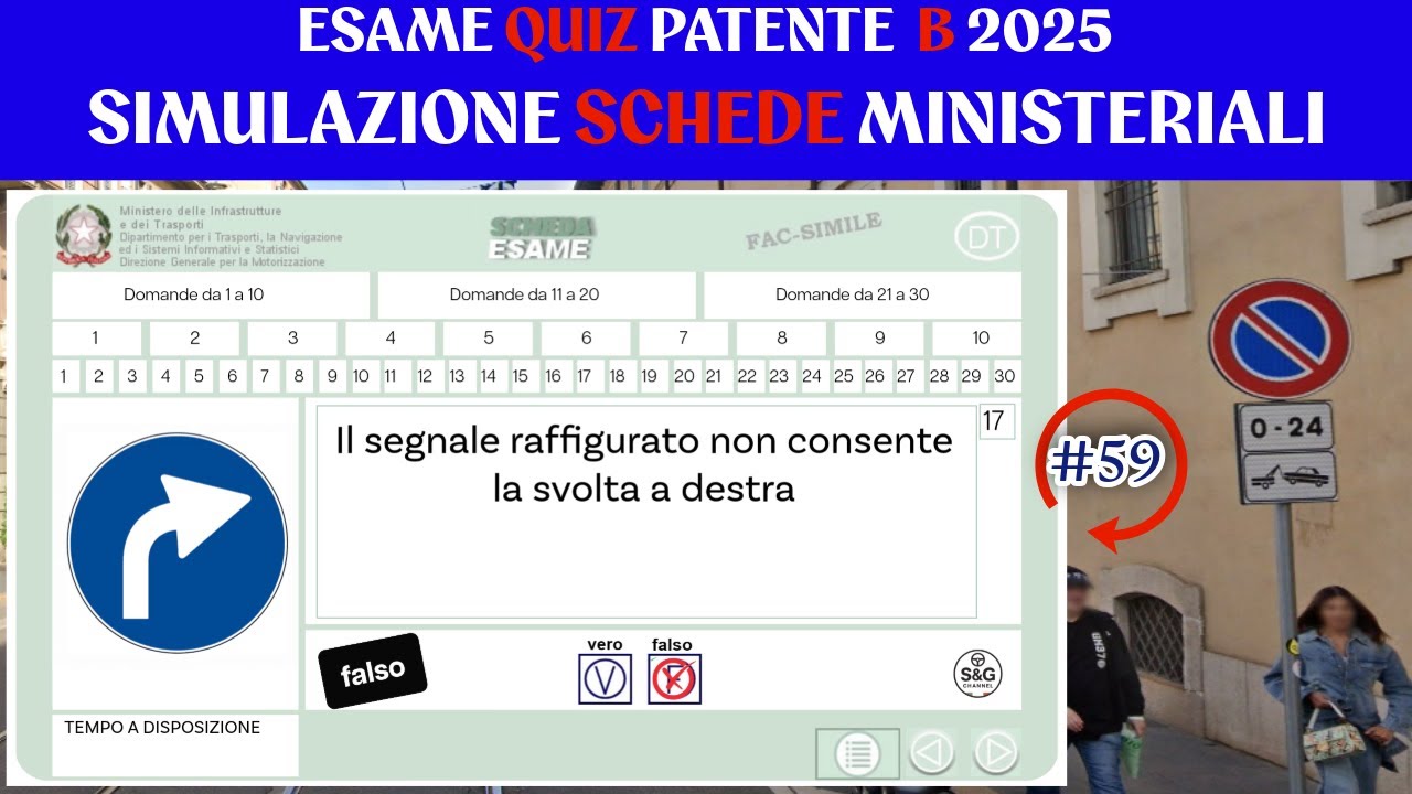 Exame Quiz Patente B 2025  _ SIMULAZIONE SCHEDE MINISTERIALI - 59