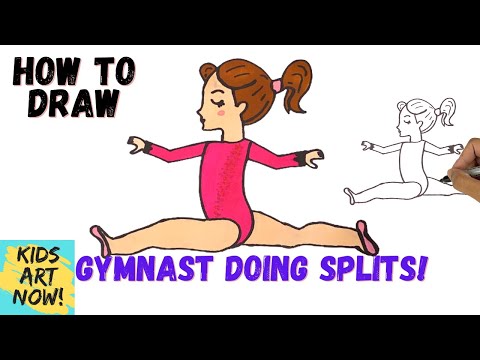 The SPLITS! How to Draw a Gymnast Doing the Splits! - Step by step
