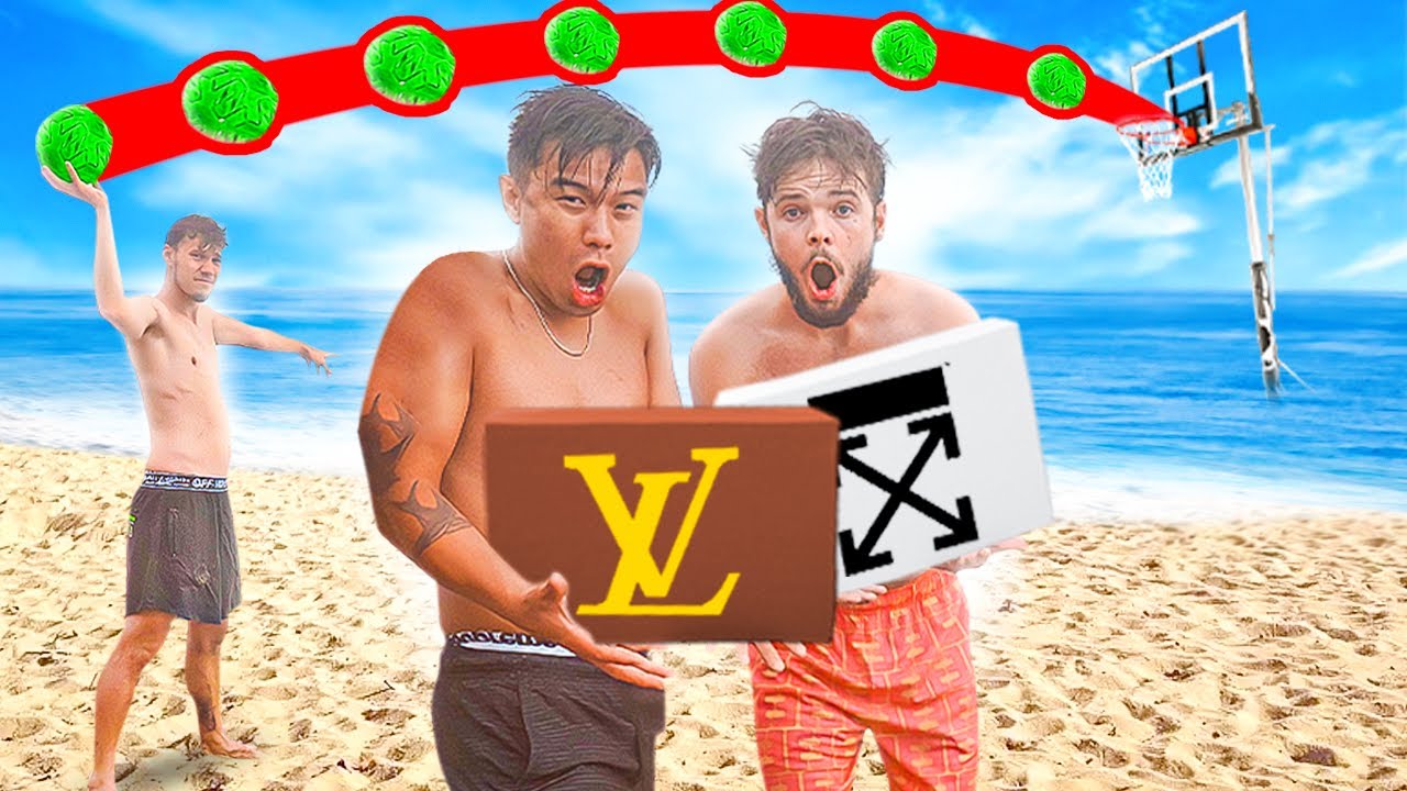 Make The INSANE Beach Basketball Trick Shot, Win The PRIZE!