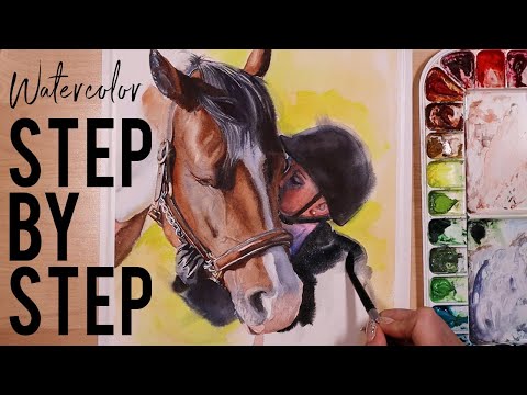 Una muchacha y su caballo Paso a paso Tutorial acuarela
