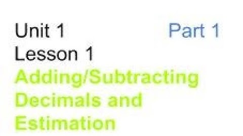 Math 7 - Unit 1 - Lesson 1 Part 1 - Adding/Subtracting Decimals and Front End Estimation