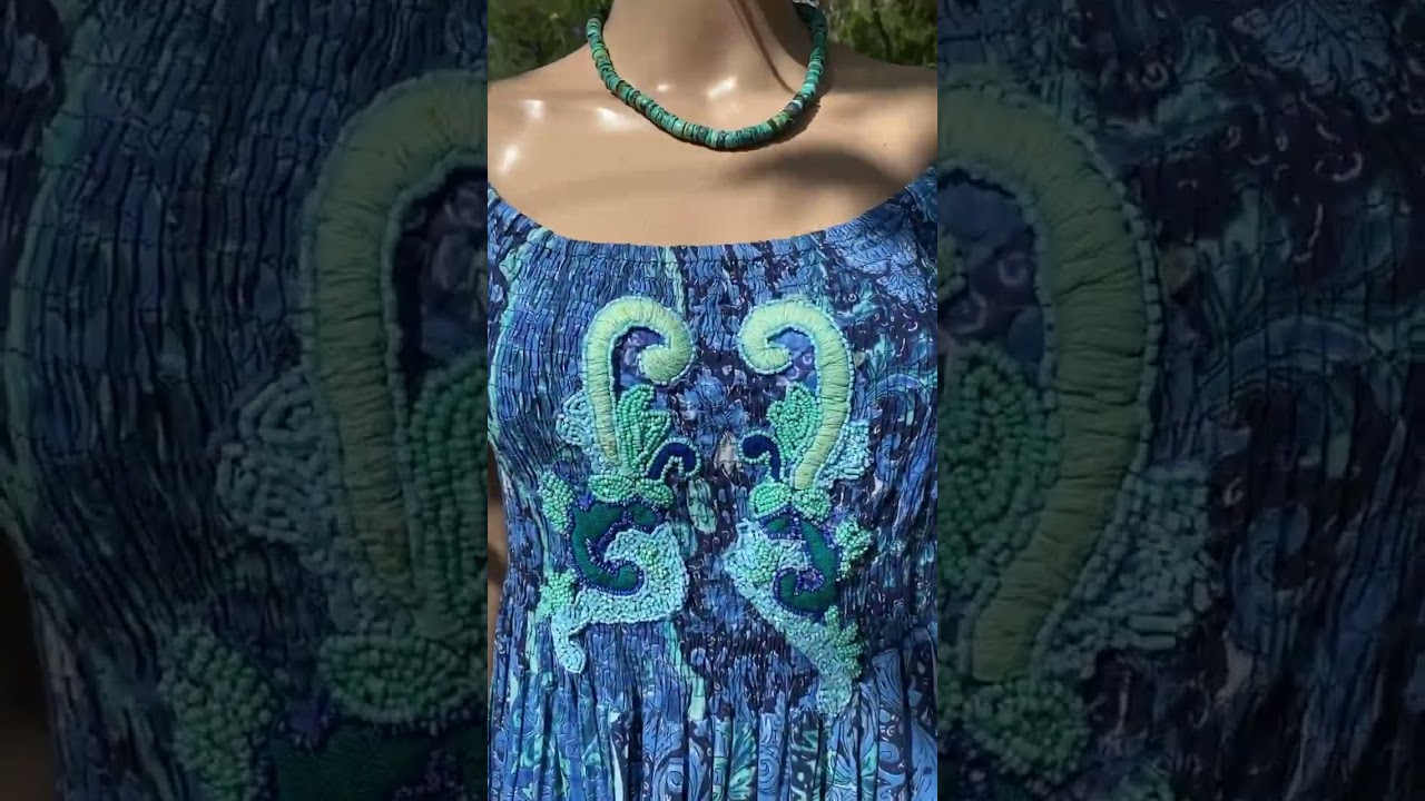 Antica Sartorial - Aqua blue dress, very full 