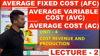 Average Fixed Cost | Average Variable Cost | Average Cost | Economics | Bcom Sem 1 | Lecture 2 | UGT