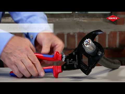 Coupe-câbles à cliquet KNIPEX 95 32 315 A | Spécial câbles blindés SWA Ø 45mm vidéo