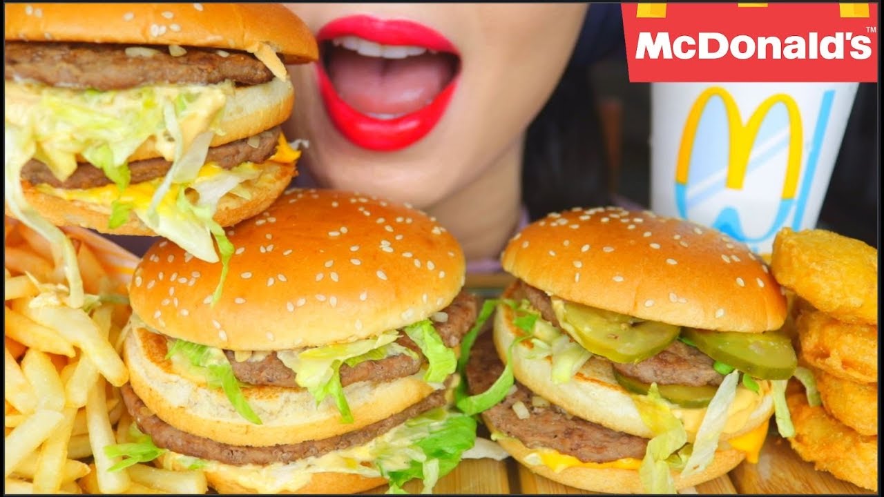 ASMR MCDONALDS, GRAND BIG MAC, FRIES, CHICKEN NUGGETS FAST FOOD, BURGERS 麦当劳咀嚼音 먹방