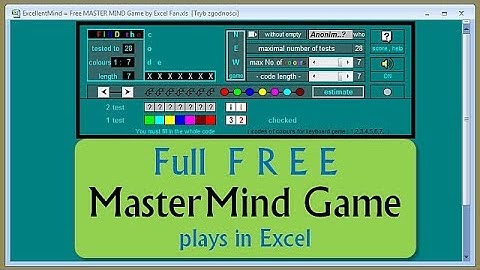 FREE MasterMind Game in Excel !