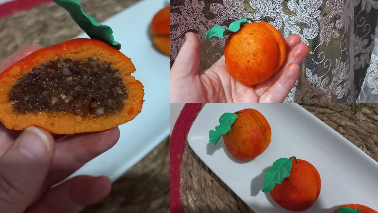 فاكهة المشمش بعجينة اللوز بطريقة سهلة و مبسطة مع طريقة التلوين