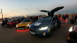Tesla Model X CRAZY LIGHTSHOW !!! Must see! Tesla Model X Dance Falcon Doors!