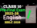 Class 10 Pre-final Exam English question paper (Darrang District)-HSLC Exam 2026