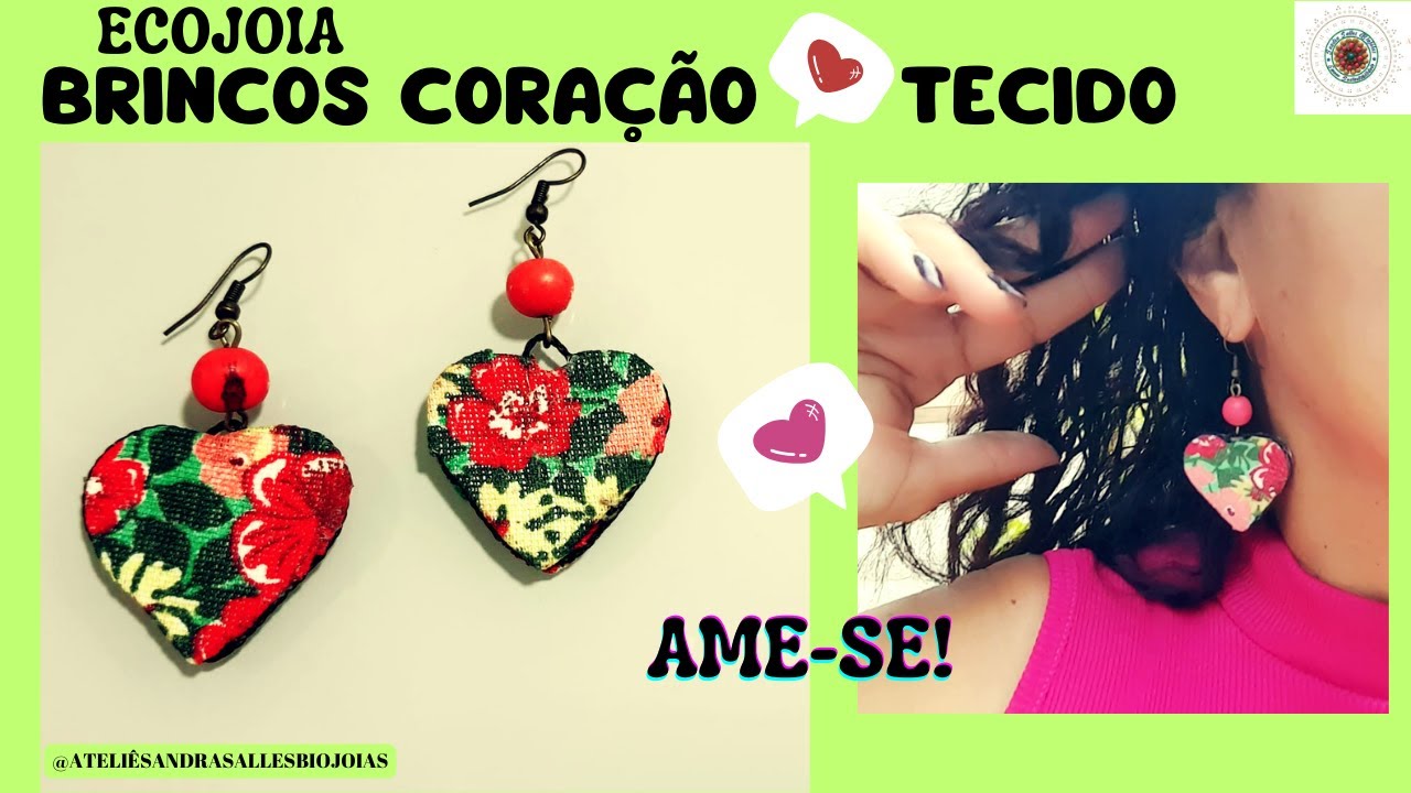COMO FAZER BRINCOS DE TECIDO E PAPELÃO|ECOJOIA AULA 4@sandrasallesbiojoias #diy #brincos