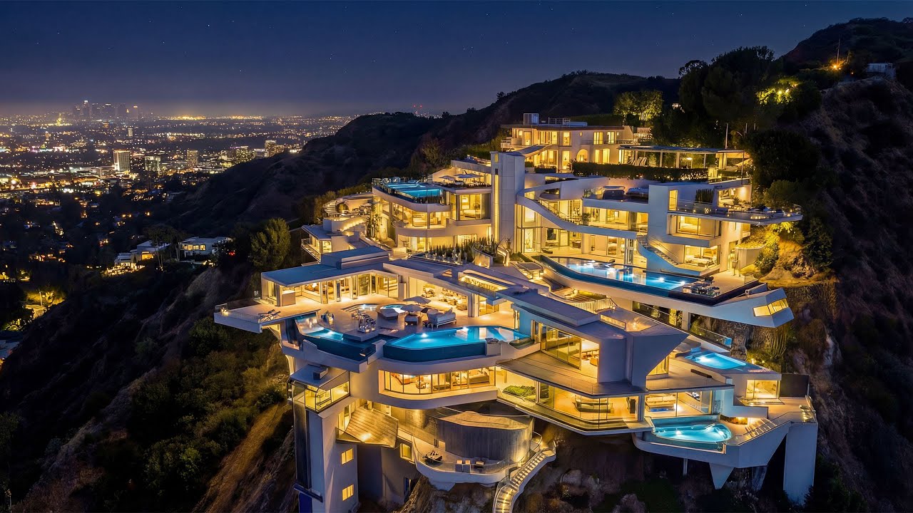 $400 Million Los Angles Billionaire Cliffside Empire | Mega Mansion Tour | Luxury AI 4K Tour