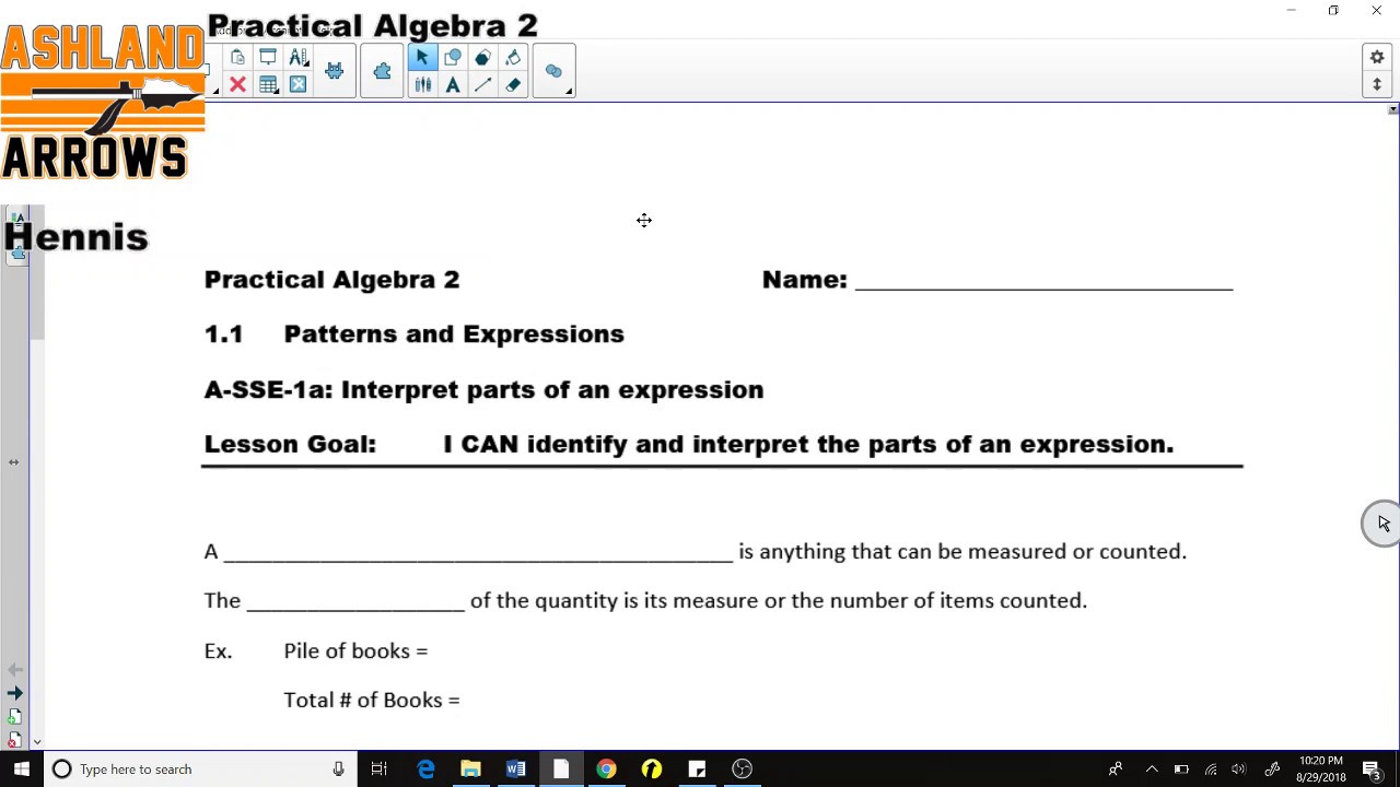 Practical Algebra 2: Unit 1 Lesson 1
