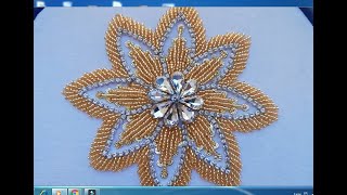 Hand embroidery design /beautifull flower with beads and stones