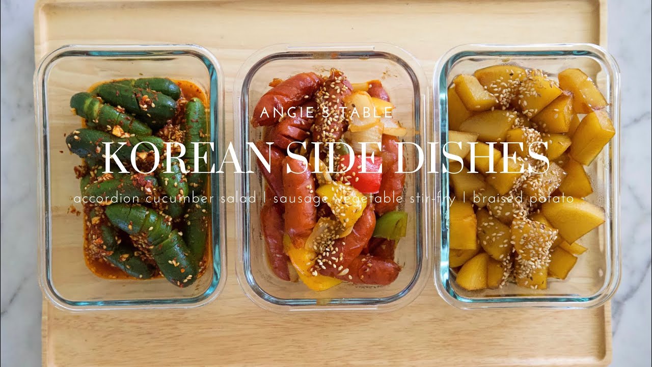 3way Korean banchan I accordion cucumber salad I sausage vegetable