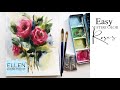 Watercolor Painting for Beginners Easy loose Roses / Wet on Wet Technique