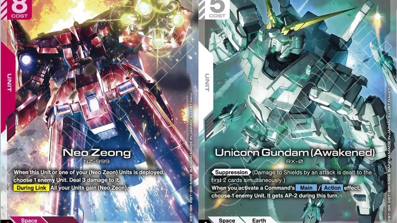 R/W Neo Zeong Ping vs. W/BL Unicorn (Awakend) Blockers | Gundam