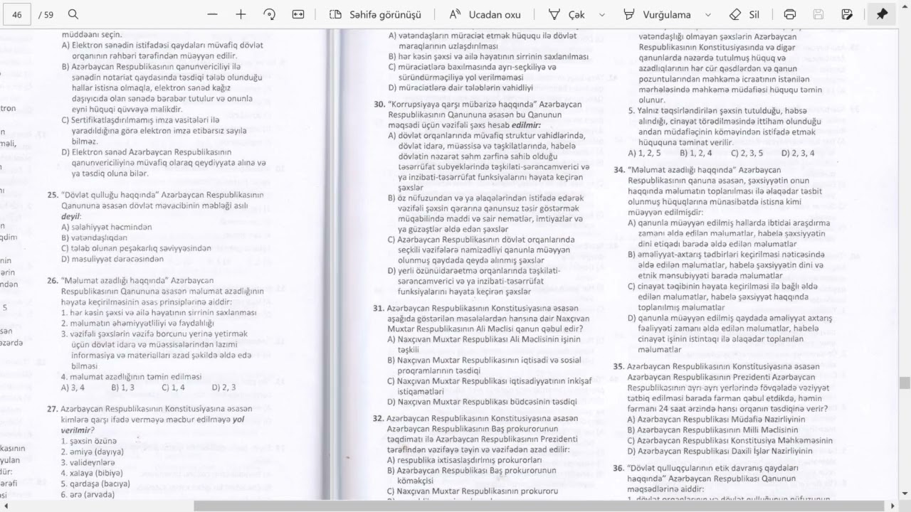 Dövlət Qulluğu 500 Test - Qanunvericilik (Testləri necə işləməliyik?)