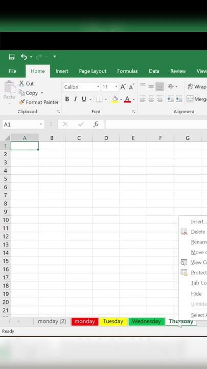 How to add a Tab color in excel worksheet #excel #colors - YouTube